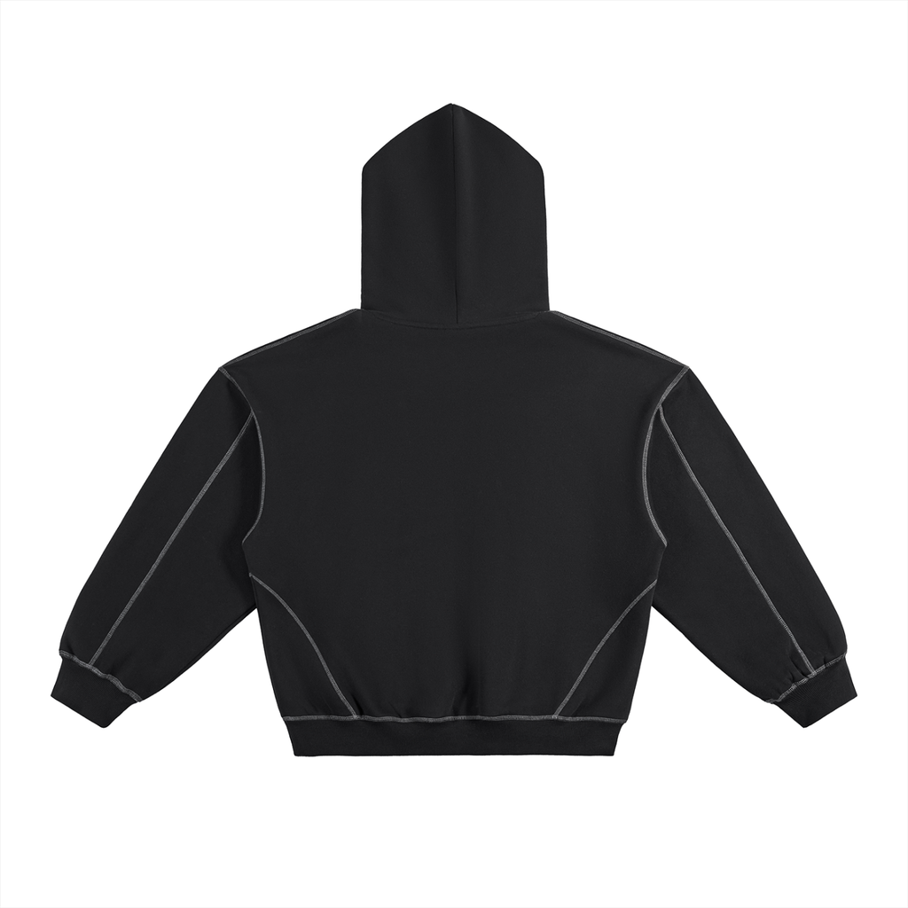 CONTRAST STITCH BOXY HOODIE