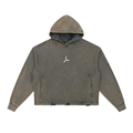 VINTAGE WASH FRAYED-HEM HOODIE