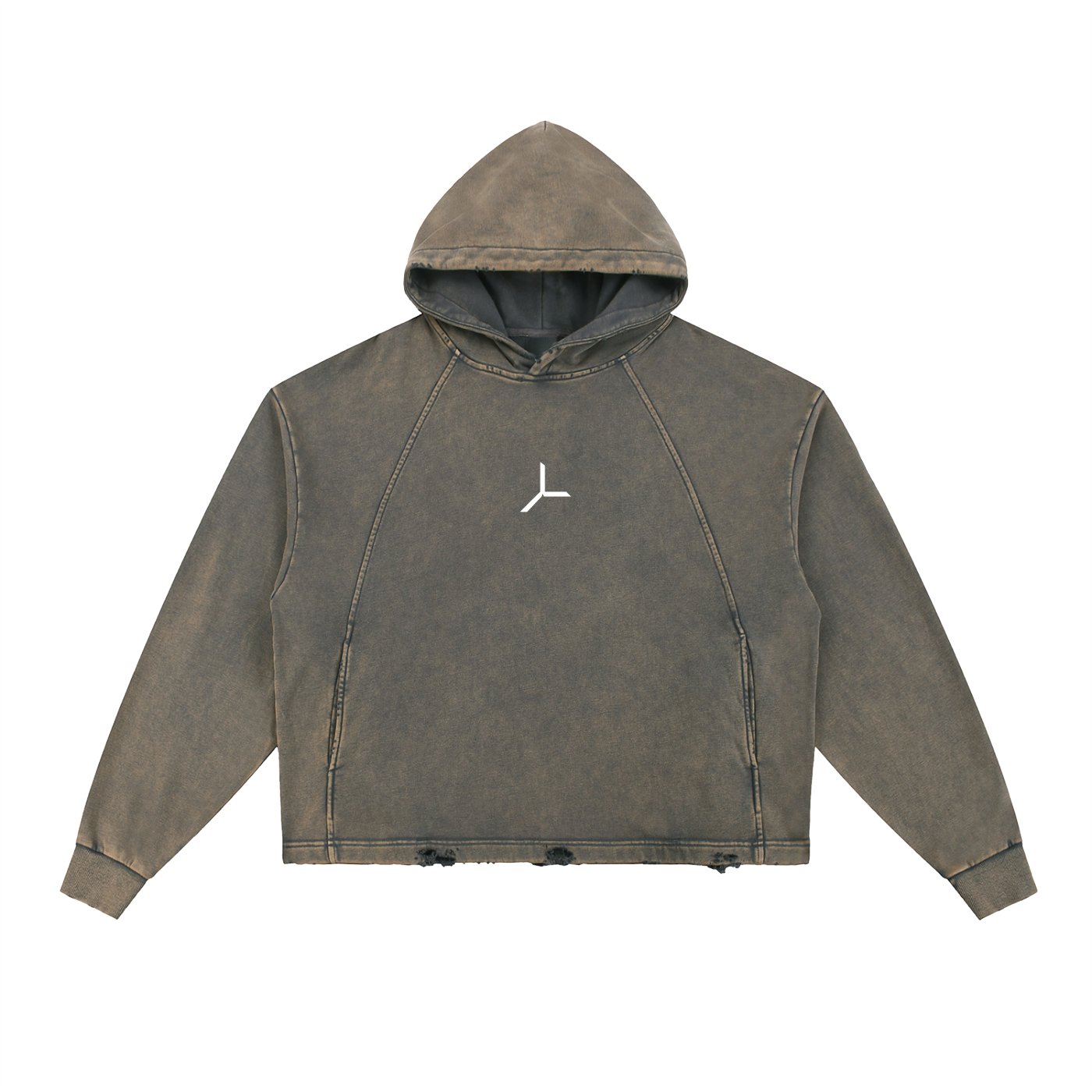 VINTAGE WASH FRAYED-HEM HOODIE