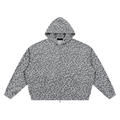 LEOPARD WAFFLE ZIP HOODIE