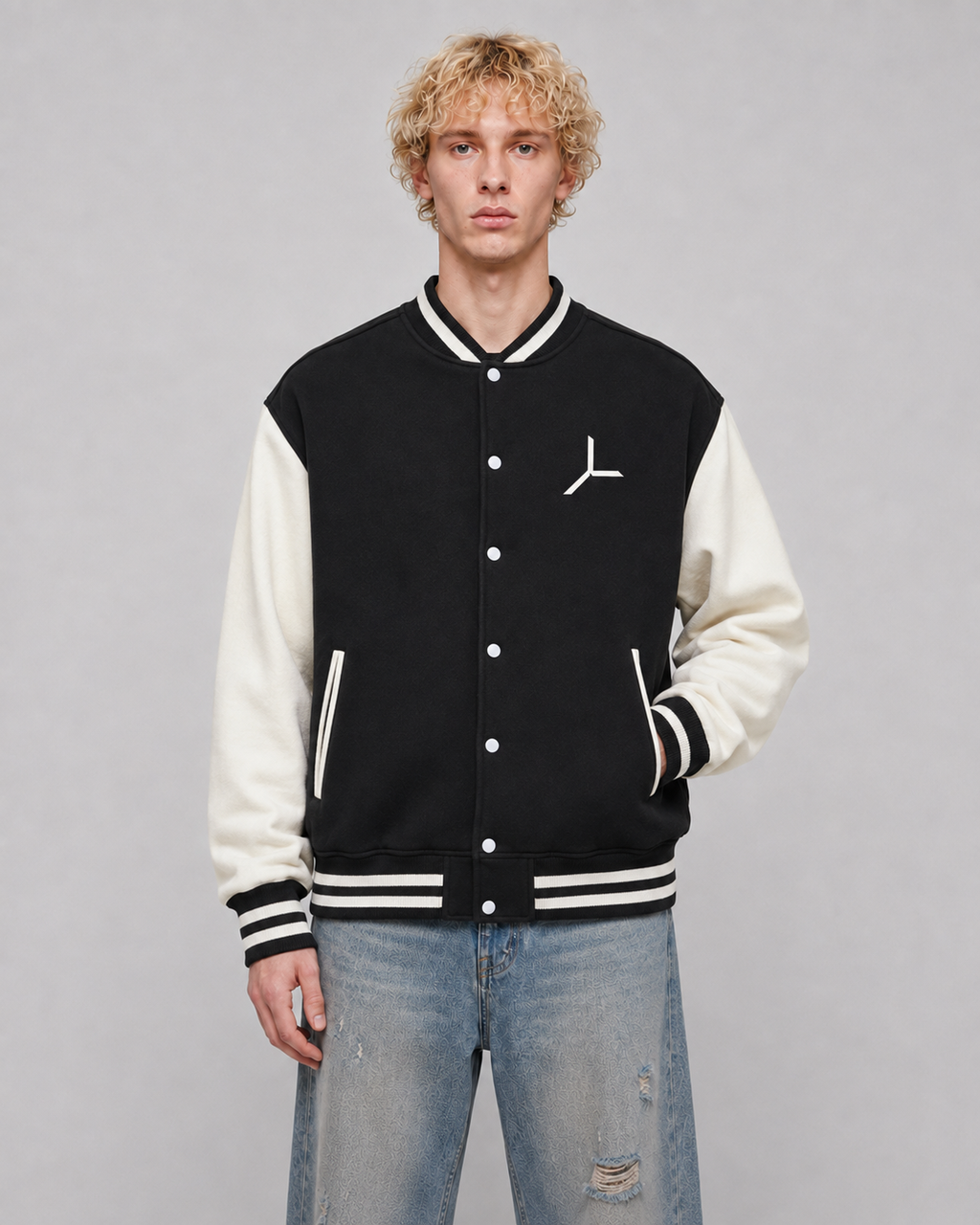 TWO-TONE VARSITY JACKET