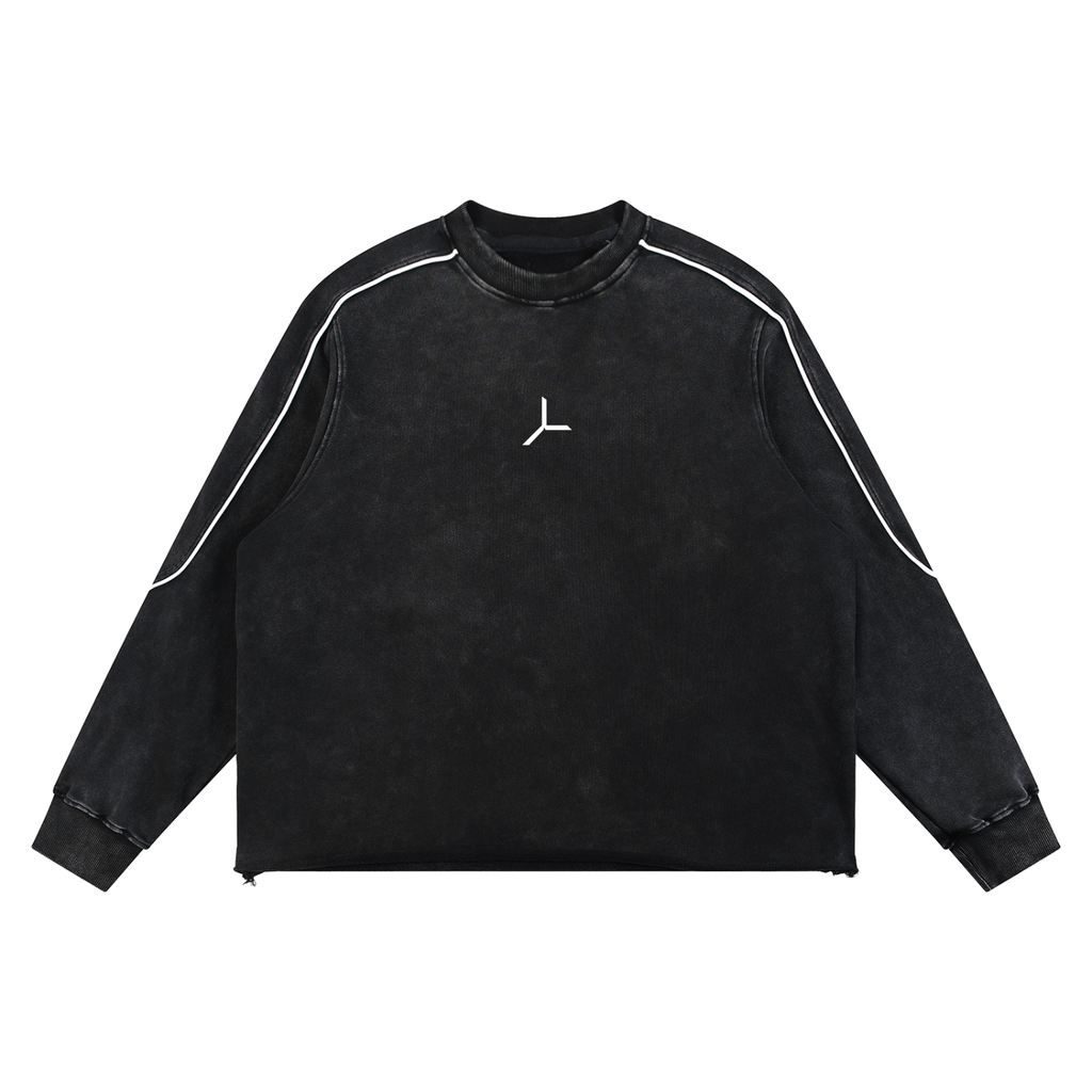 MINERAL WASH PIPED CREWNECK