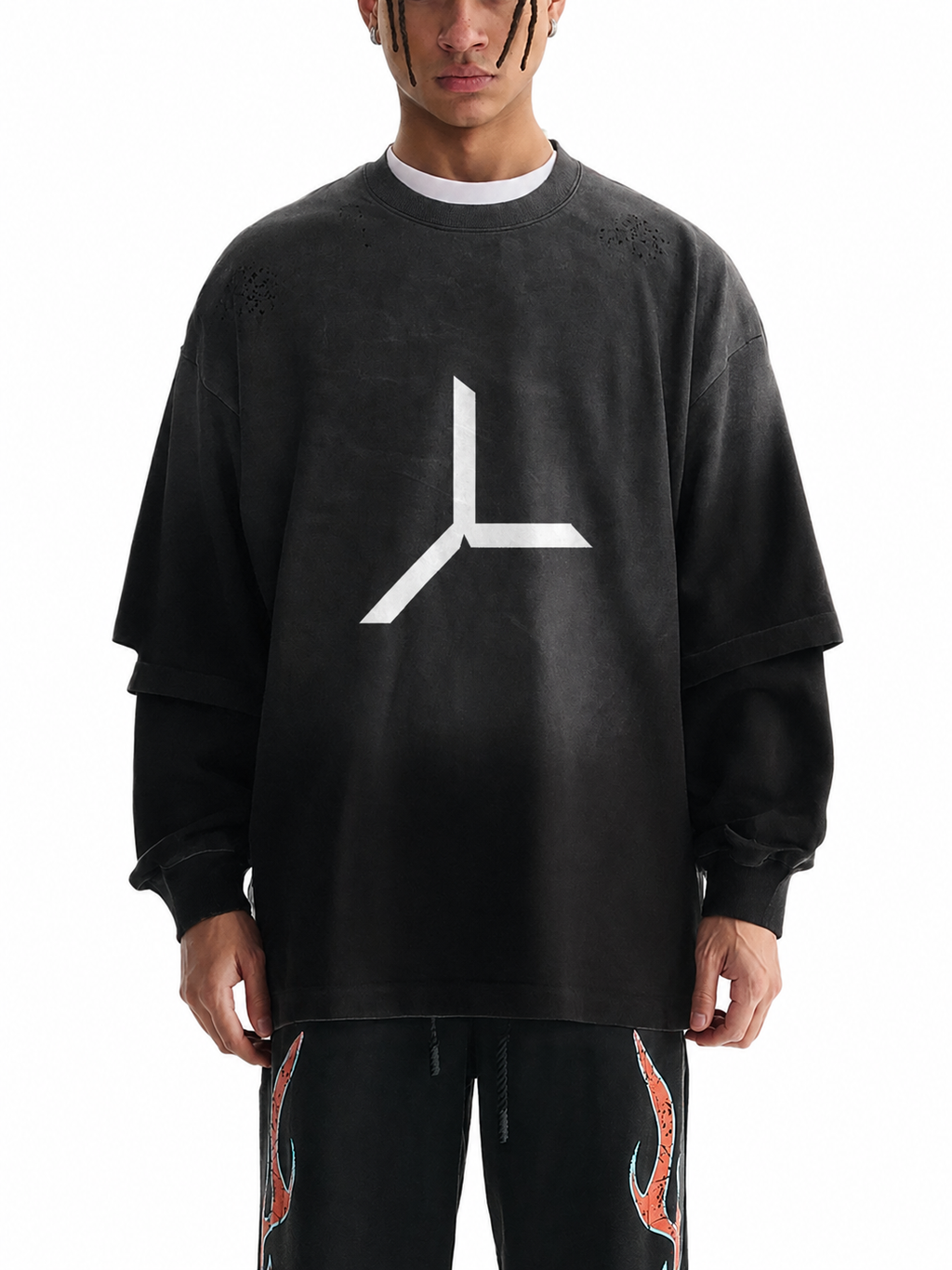SUN FADE FRAYED LAYER TEE