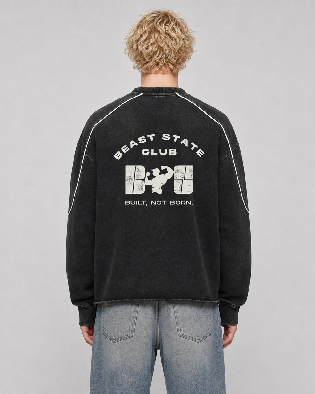MINERAL WASH PIPED CREWNECK