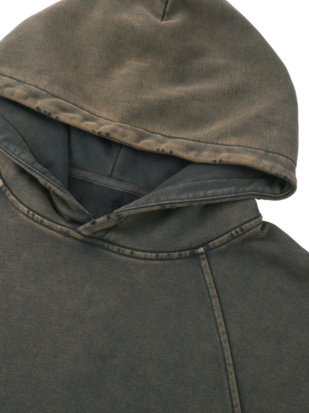 VINTAGE WASH FRAYED-HEM HOODIE