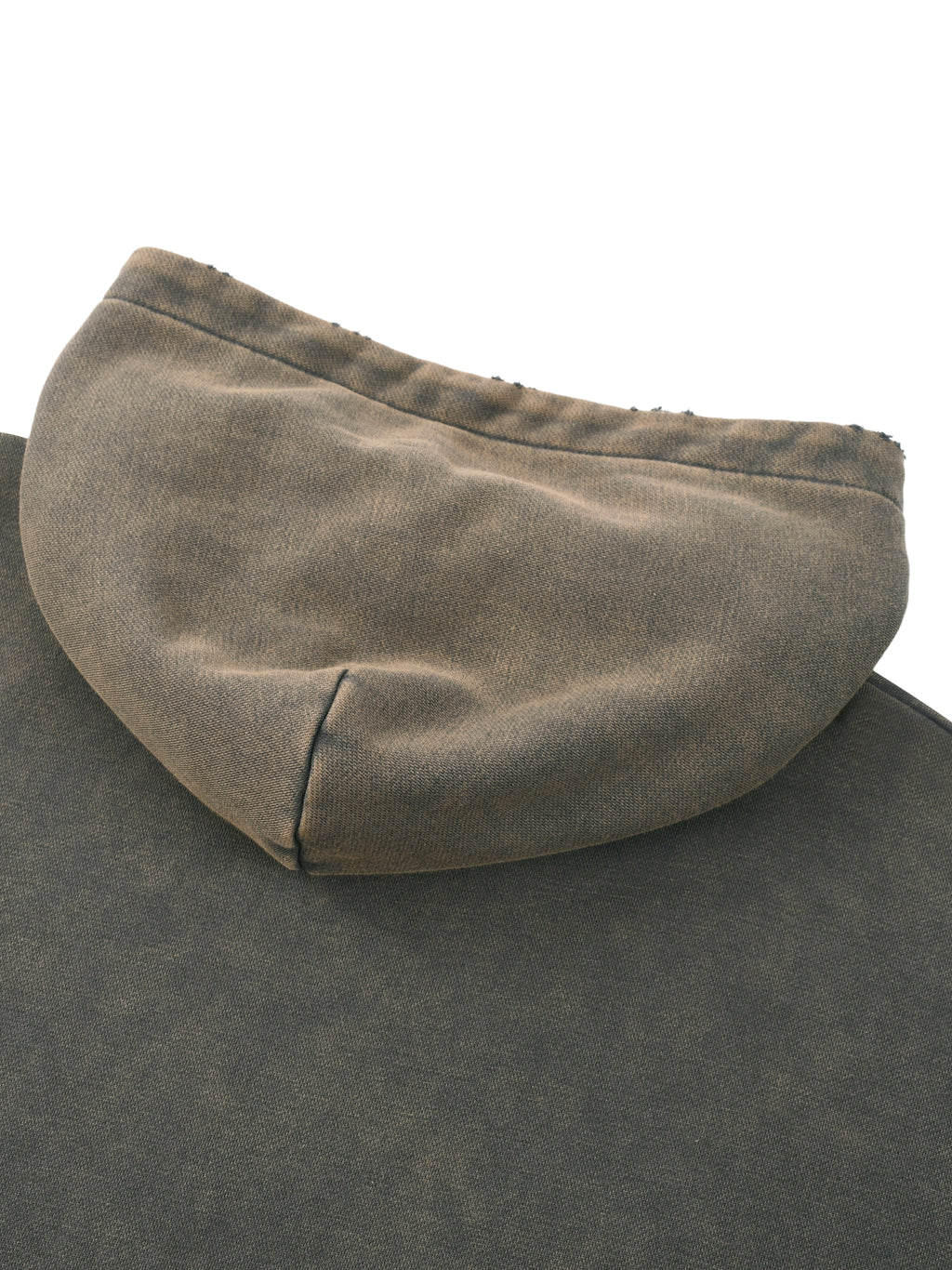 VINTAGE WASH FRAYED-HEM HOODIE