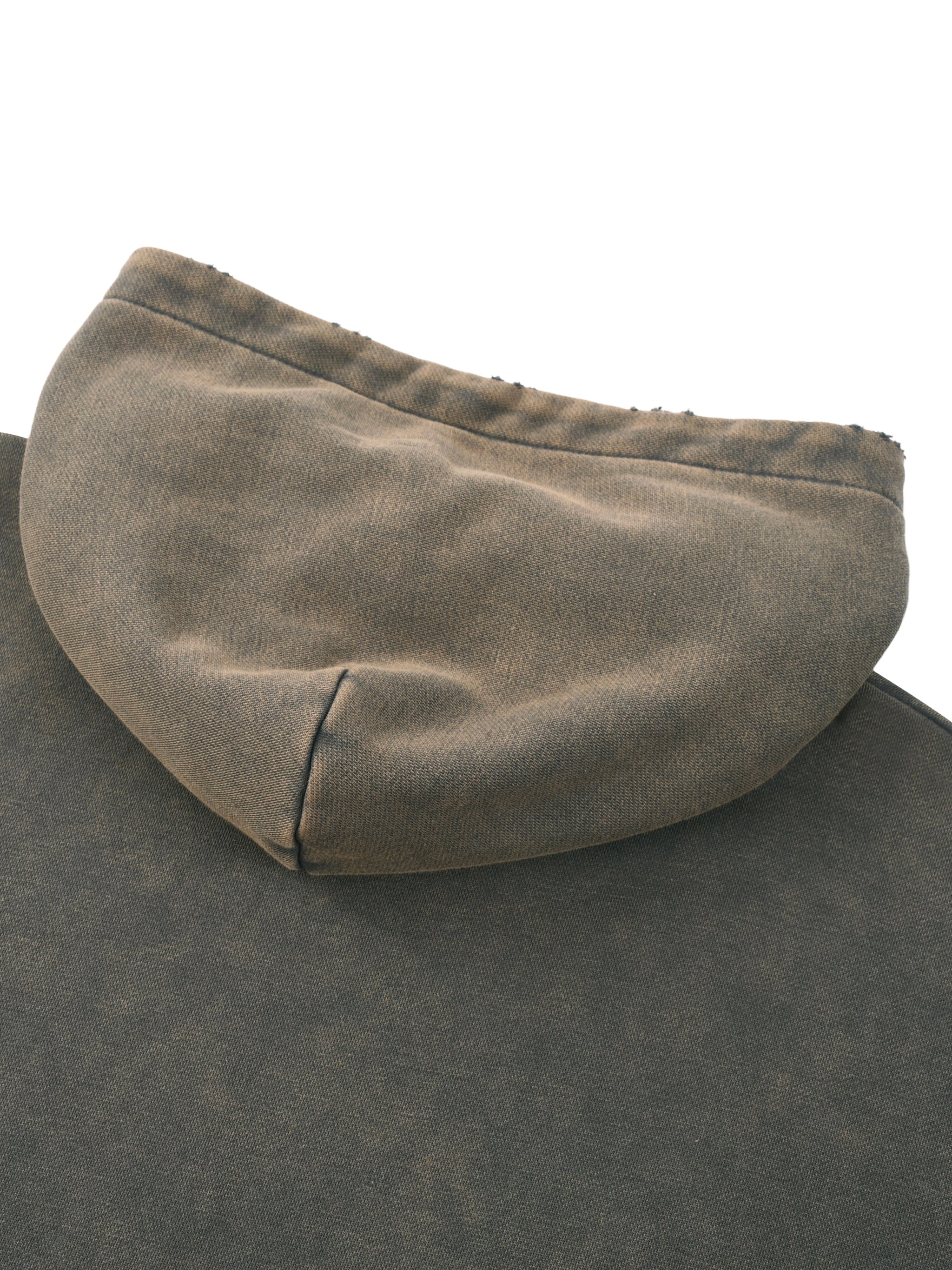 VINTAGE WASH FRAYED-HEM HOODIE