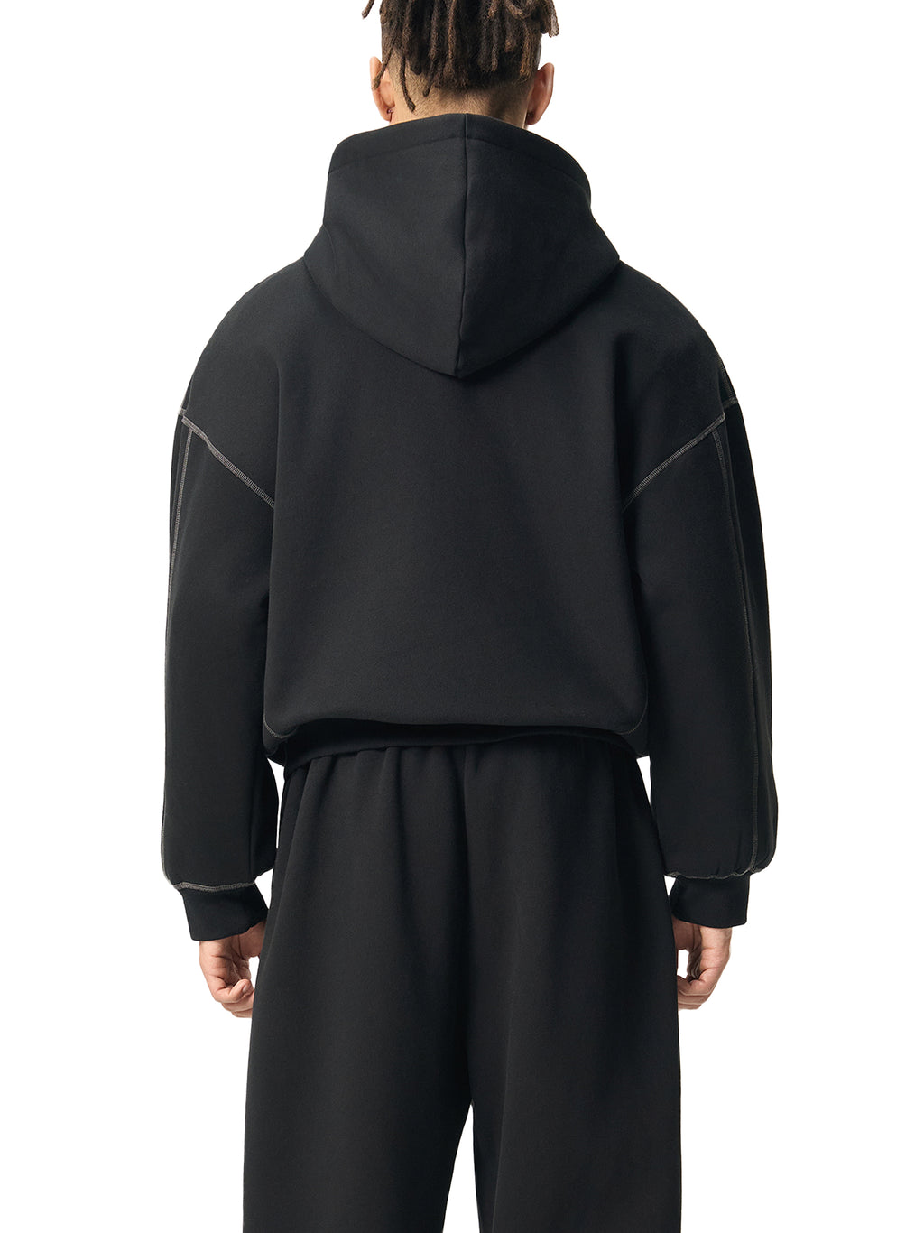 CONTRAST STITCH BOXY HOODIE