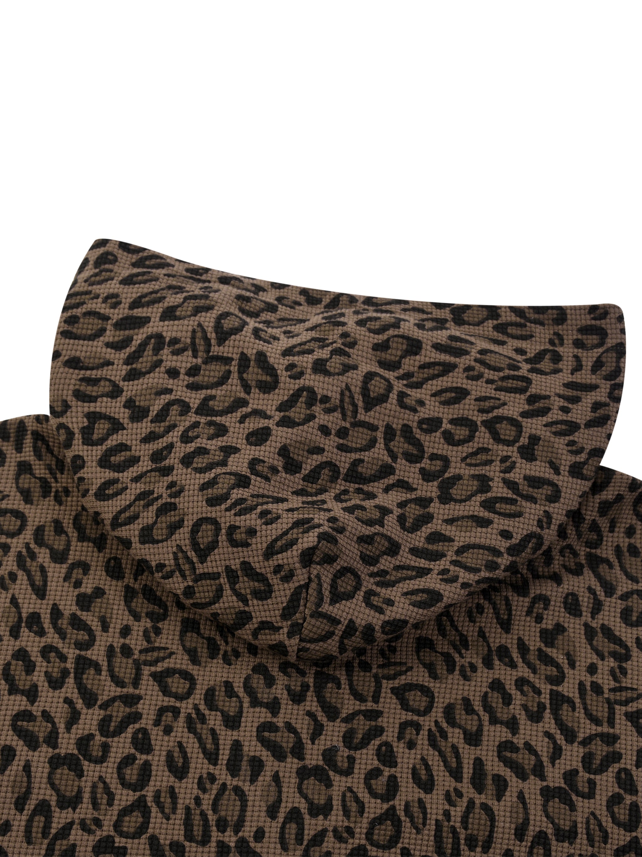 LEOPARD WAFFLE ZIP HOODIE