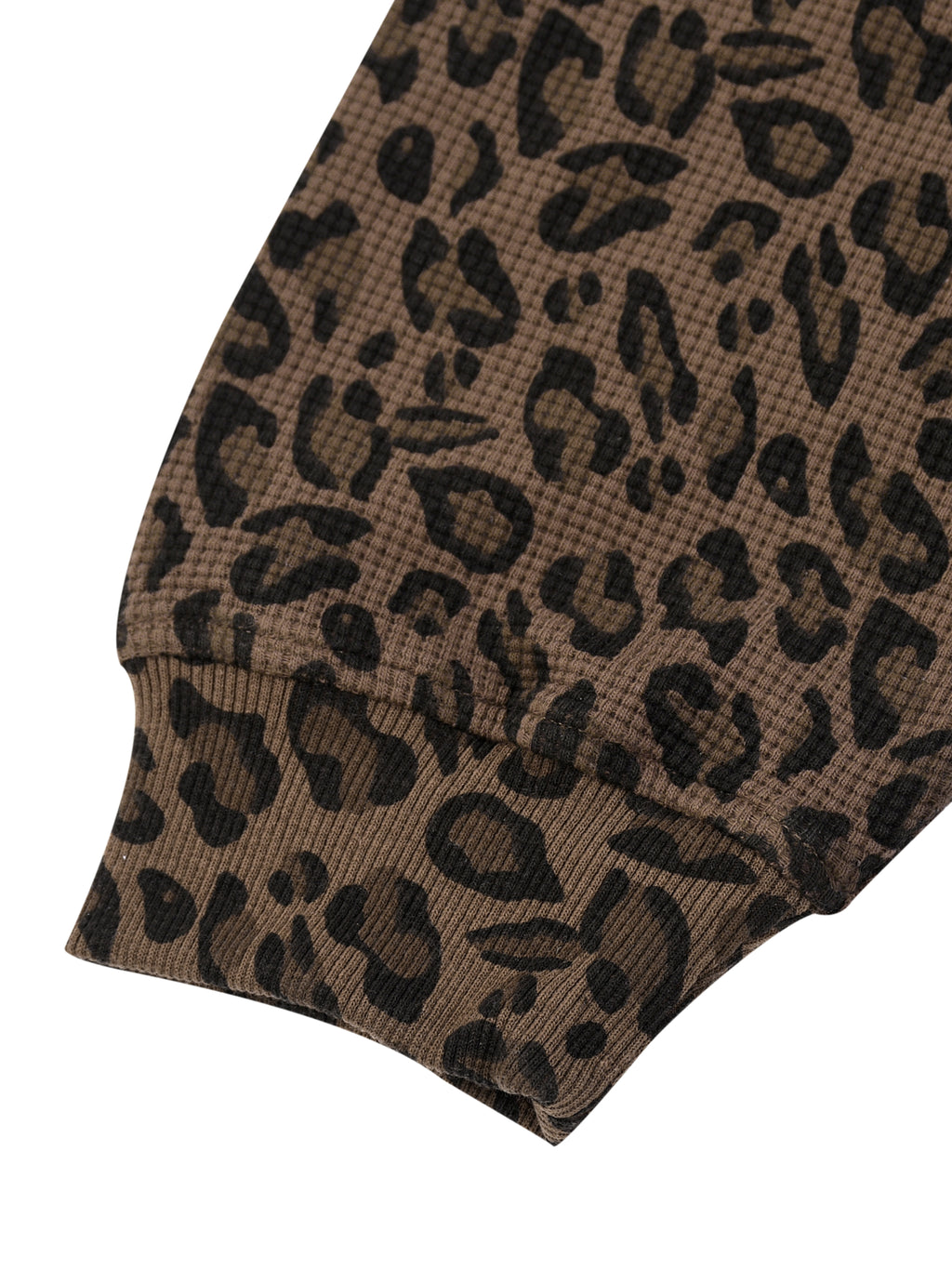 LEOPARD WAFFLE ZIP HOODIE
