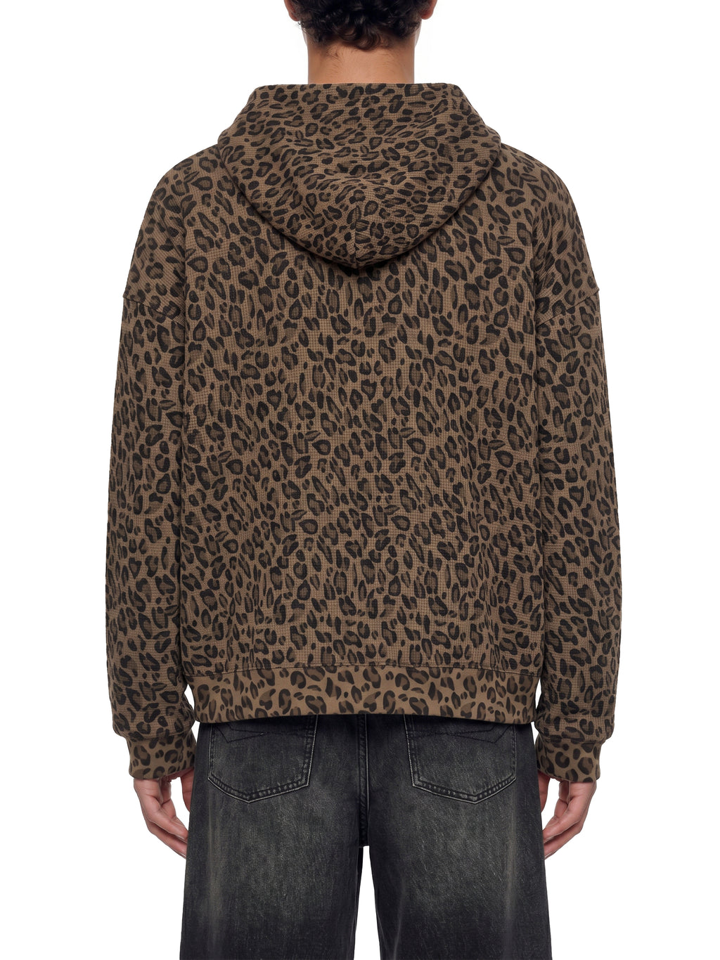 LEOPARD WAFFLE ZIP HOODIE
